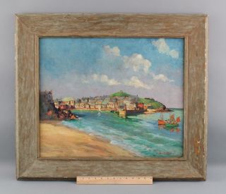 Antique George Turland Goosey St.  Ives English Harbor Maritime Oil Painting