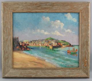 Antique GEORGE TURLAND GOOSEY St.  Ives English Harbor Maritime Oil Painting 2