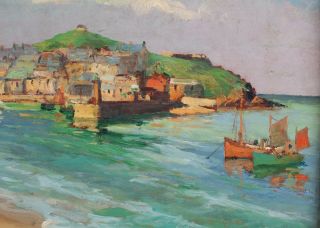 Antique GEORGE TURLAND GOOSEY St.  Ives English Harbor Maritime Oil Painting 5
