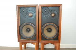 VINTAGE ACOUSTIC RESEARCH AR - 3a PAIR - FULLY RESTORED WITH SOLID OAK STANDS 2