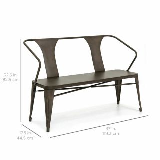 2 Person Industrial Vintage Style Metal Bench Loveseat Outdoor Patio Furniture 4