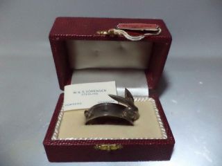 Boxed Vtg W S Sorensen Denmark Danish Sterling Figural Rabbit Napkin Ring