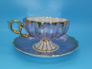 Royal Sealy Purple Luster Tea Cup And Saucer Gold Trim