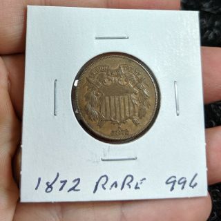 Rare 1872 Two Cent Piece Hi Grade Full Motto - 996