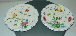 Two Vintage Hand Painted Italy Plates Pretty Flowers