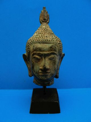 Vintage Thai Southeast Asian Bronze Buddha Figure Head