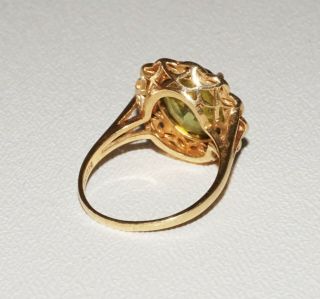 Vintage 14K Yellow Gold Ring Sz.  8.  5 Prong set w 8ct.  Facetted Peridot (Wkoc) R13 5