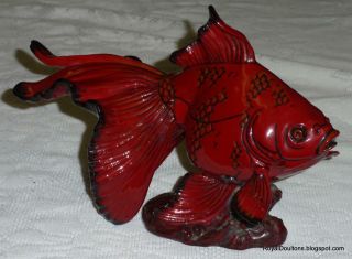 Ultra Rare Gansu Fish Royal Doulton Flambe Figurine Burslem Artwares Ba39
