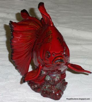 ULTRA RARE Gansu Fish Royal Doulton Flambe Figurine Burslem Artwares BA39 3