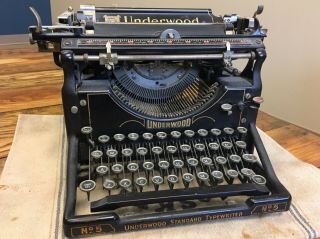 Vintage Underwood No.  5 Standard Typewriter Antique Industrial Decor Usa 1920s