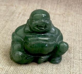 Chinese Carved Nephrite Jade Buddha Figurine Vintage