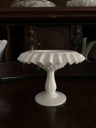 Fenton Hobnail Milk Glass 3 Piece Footed Fairy Lamp,  Base Only