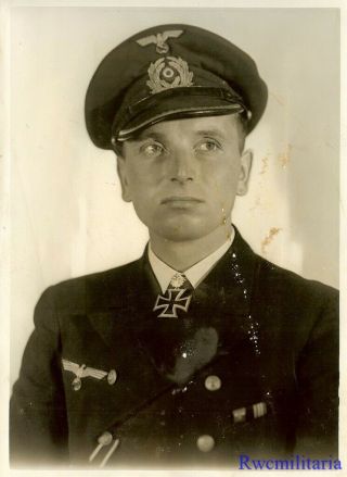 Press Photo: Rare Kriegsmarine U - Boat Commander Kretschmer W/ Knights Cross