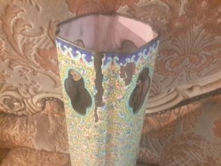 Rare Antique Vintage Chinese Cloisonne Enamel Vase Hat Stand Marked 4