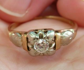 14k Antique Vintage Art Deco Filigree Old European Cut Diamond Engagement Ring