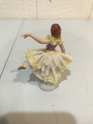 Vintage Dresden Lace Porcelain Ballerina Figurine 1950 - 1974 Wilhelm Rittirsch 4” 4