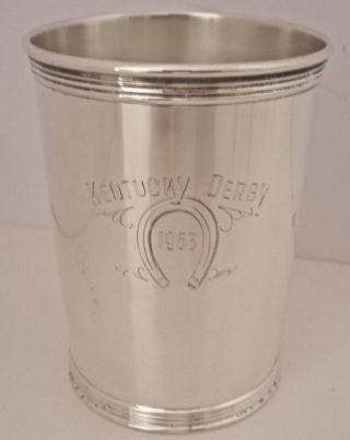 Manchester Sterling Julep Cup Kentucky Derby 1963 Engraved Horse Shoe