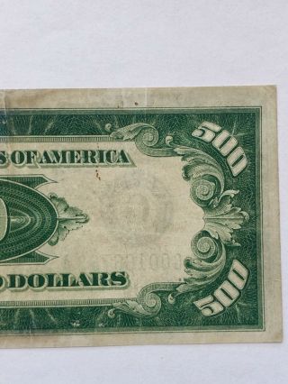 1934 Federal Reserve Note $500 Dollar Bill Chicago G00166783A - Rare 8