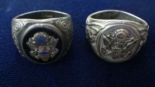 Vintage Sterling Silver Us Military Service Rings; Great Seal Of The Us; Wwii