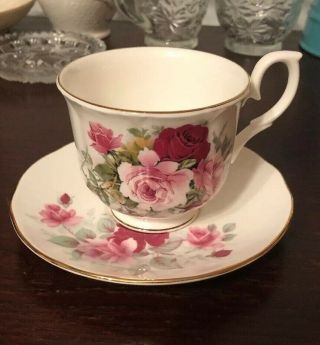 Vintage Royal Winchester Bone China England Tea Cup And Saucer Rose Pattern