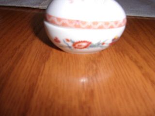 egg shape trinket box bernardaud Limoges France fou Teheou flowers 2