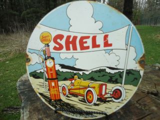 Vintage 1923 Shell Union Oil Co.  Porcelain Gas Pump Sign,  Great Colors