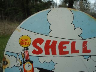 VINTAGE 1923 SHELL UNION OIL CO.  PORCELAIN GAS PUMP SIGN,  GREAT COLORS 3