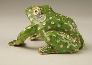 UNIQUE CHINESE CLOISONNE ENAMEL STATUE FIGURINES ANIMALS FROGS OLD HANDMADE GIFT 2