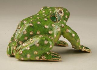 UNIQUE CHINESE CLOISONNE ENAMEL STATUE FIGURINES ANIMALS FROGS OLD HANDMADE GIFT 4