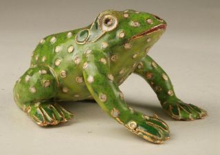 UNIQUE CHINESE CLOISONNE ENAMEL STATUE FIGURINES ANIMALS FROGS OLD HANDMADE GIFT 5
