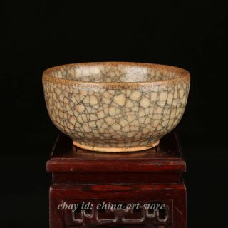 10.  5cm Chinese Ceramics Song Guan Kiln Porcelain Ice Cracked Glaze Small Teabowl