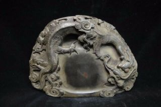 2kg Heavy Fine Old Chinese Hand Carving Dragon Ink Stone Ink Slab Mark