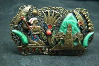 Fine Antique Art Deco Czech Neiger Brothers Egyptian Revival Pharaoh Brooch Pin