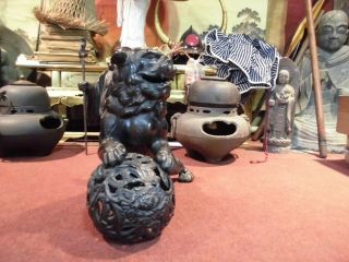 Japanese Iron Sculpture SHISHI LION DOG SHINTO SEA FREIGHT VIDEOS 6