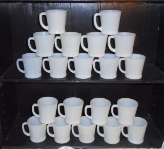 20 Vintage White Fire King D Handle Coffee Mugs Cups
