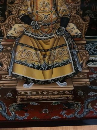Chinese Ancestral Portrait Young Emperor Large Reverse Glass Painting Dragons 3