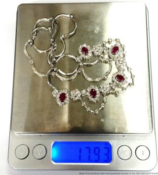 2.  5ctw Natural Ruby 3.  5ctw Fine Diamond 14K White Gold Vintage Ladies Necklace 10