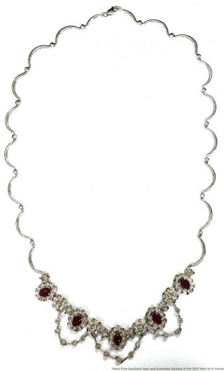 2.  5ctw Natural Ruby 3.  5ctw Fine Diamond 14K White Gold Vintage Ladies Necklace 2