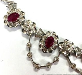 2.  5ctw Natural Ruby 3.  5ctw Fine Diamond 14K White Gold Vintage Ladies Necklace 4