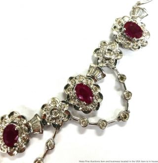 2.  5ctw Natural Ruby 3.  5ctw Fine Diamond 14K White Gold Vintage Ladies Necklace 5