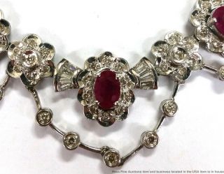 2.  5ctw Natural Ruby 3.  5ctw Fine Diamond 14K White Gold Vintage Ladies Necklace 6