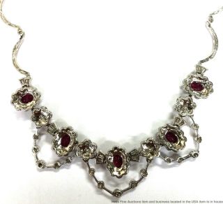 2.  5ctw Natural Ruby 3.  5ctw Fine Diamond 14K White Gold Vintage Ladies Necklace 8