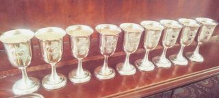 12 International WILCOX Silver plated Goblets w vintage case 3