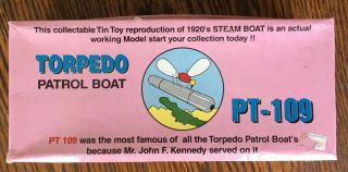 Vintage Tin Steam Engine Pt - 109 Torpedo Patrol Boat Rattandeep Enteprise Kennedy