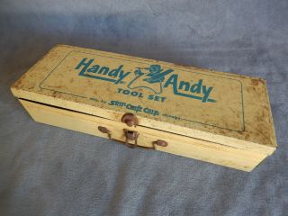 Vintage Handy Andy Tool Box,  14 " X 5 " 2.  5 ",  Steel Construction