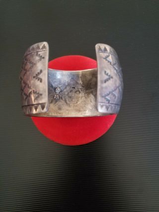 Vtg Native American Navajo Turquoise & Coral Wide Sterling Silver Cuff Bracelet 5