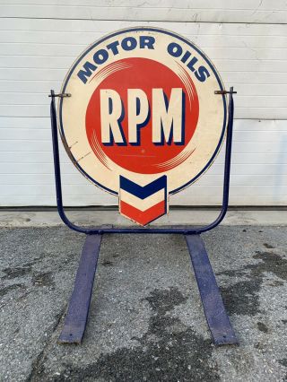 Vintage Rpm Motor Oil Sign Double Sided Metal Curb