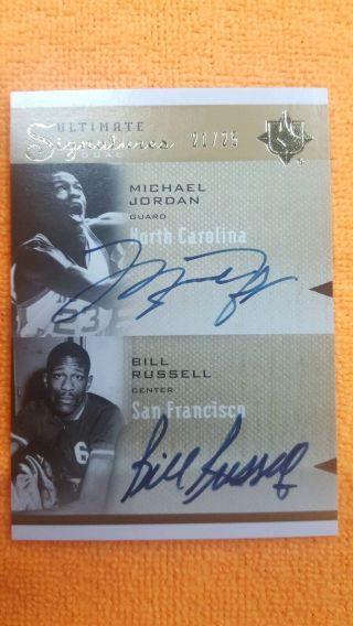 2010 Ultimate Signatures Dual Autograph Michael Jordan Bill Russell Rare 21/25