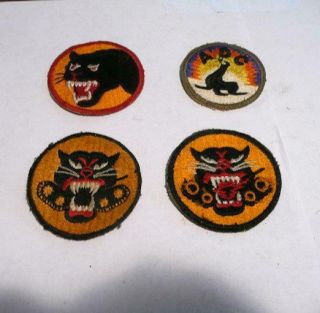 4 Vintage Military Us Army Patches Panther Seal Adc Wwii