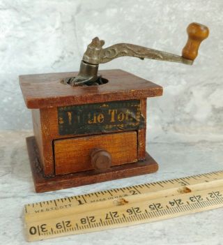 Vintage Little Tot Miniature Wooden Mini Wood Coffee Grinder Mill Toy,  Arcade?